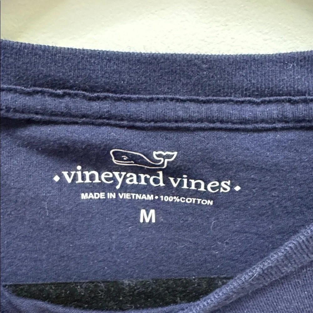 Vineyard Vines Menorah T-Shirt Long Sleeve Men Navy Blue Crewneck M, like new - Picture 3 of 7